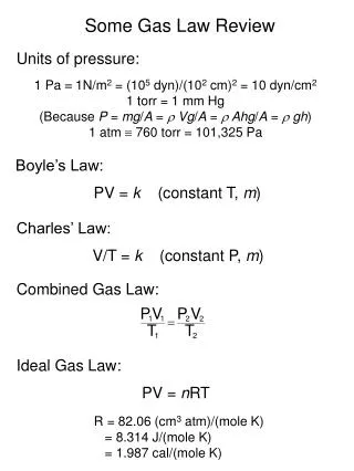 Some Gas Law Review