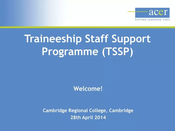 traineeship staff support programme tssp
