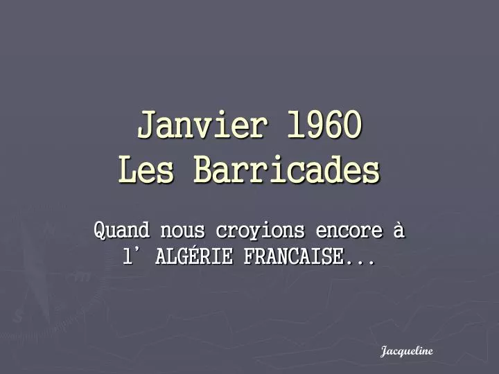 janvier 1960 les barricades