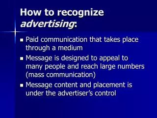 How to recognize advertising :