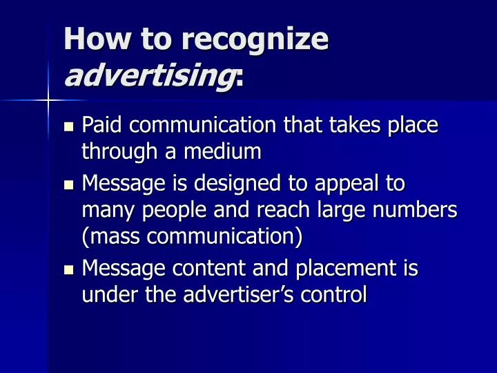 how to recognize advertising