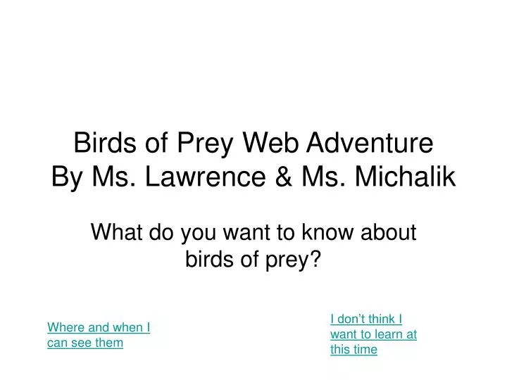 birds of prey web adventure by ms lawrence ms michalik