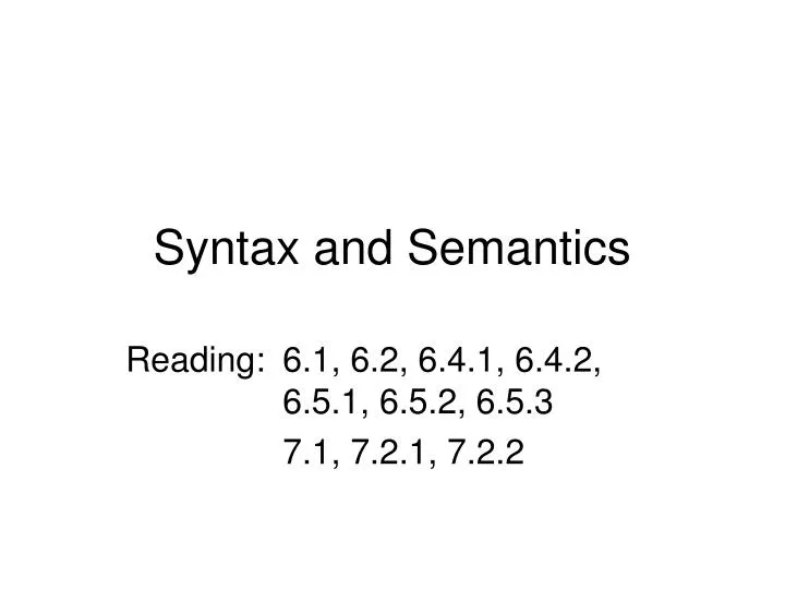 syntax and semantics