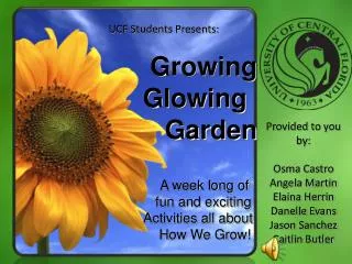 UCF Students Presents: Growing Glowing Garden A week long of