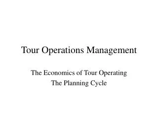 Tour Operations Management