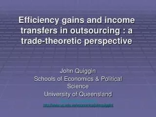 Efficiency gains and income transfers in outsourcing : a trade-theoretic perspective