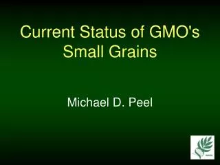 Current Status of GMO's Small Grains