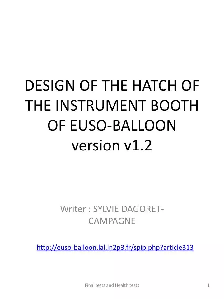 design of the hatch of the instrument booth of euso balloon version v1 2