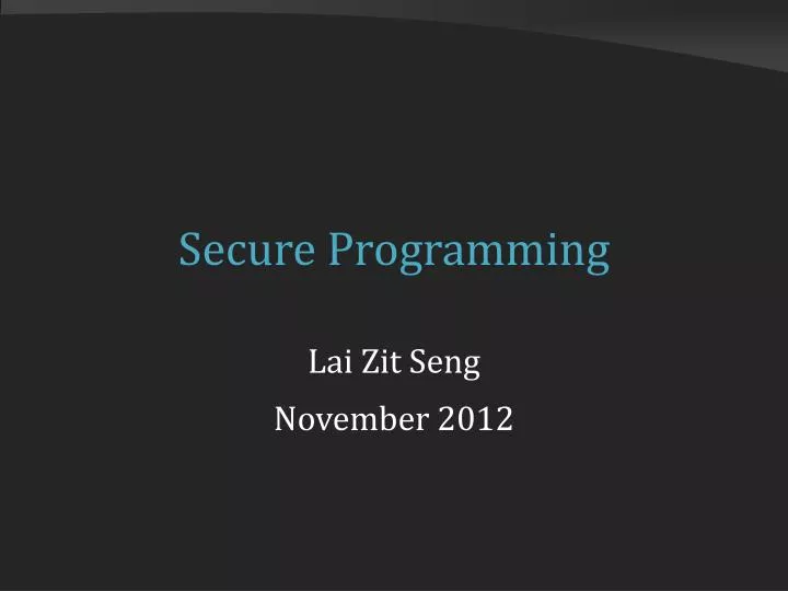 secure programming