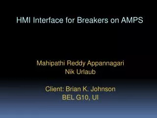 HMI Interface for Breakers on AMPS