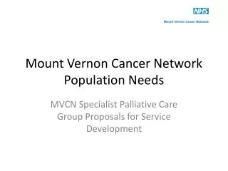 Mount Vernon Cancer Network Population Needs
