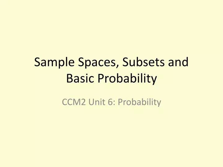 sample spaces subsets and basic probability