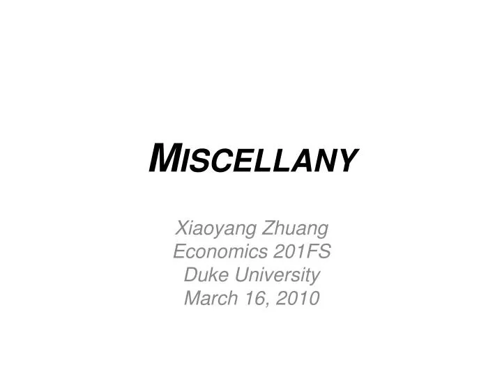 miscellany