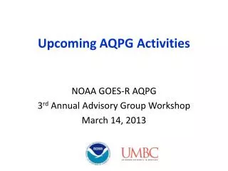 Upcoming AQPG Activities