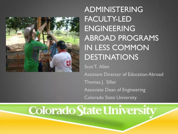 administering faculty led engineering abroad programs in less common destinations
