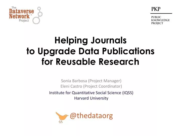 helping journals to upgrade data publications for reusable research