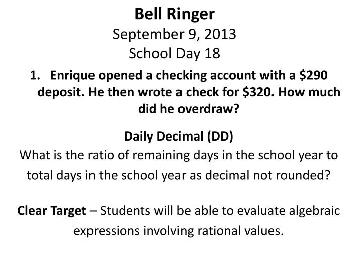 bell ringer september 9 2013 school day 18