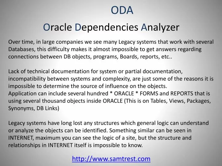 o racle d ependencies a nalyzer