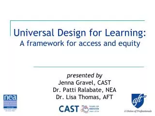 Universal Design for Learning: A framework for access and equity