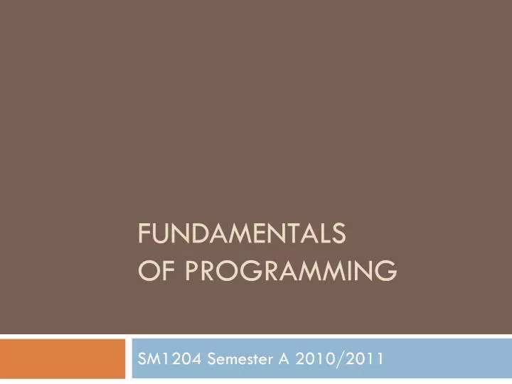 fundamentals of programming