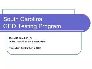 South Carolina GED Testing Program
