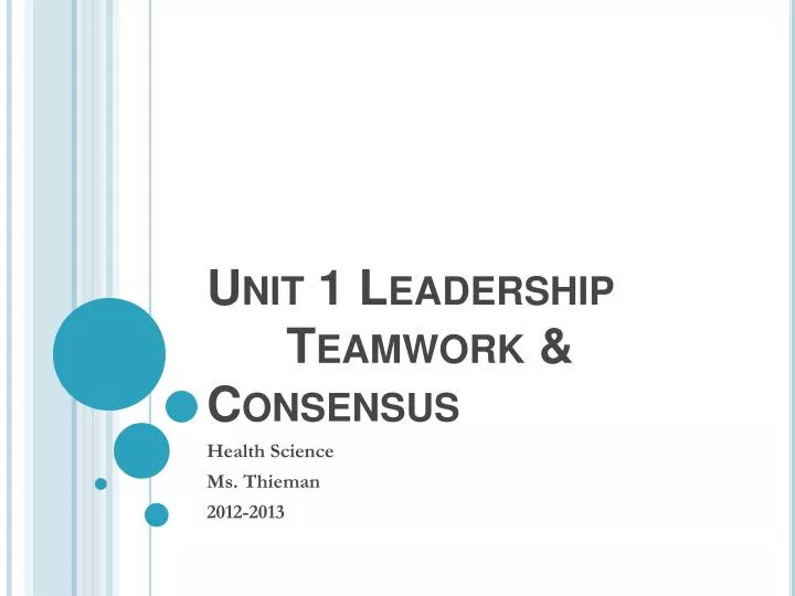 unit 1 leadership teamwork consensus