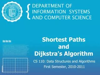 Shortest Paths and Dijkstra's Algorithm