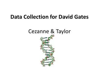 Data Collection for David Gates Cezanne &amp; Taylor