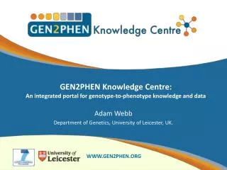 GEN2PHEN Knowledge Centre: an integrated portal for genotype?to?phenotype knowledge and data