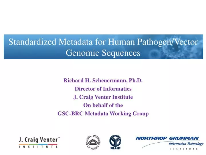 standardized metadata for human pathogen vector genomic sequences