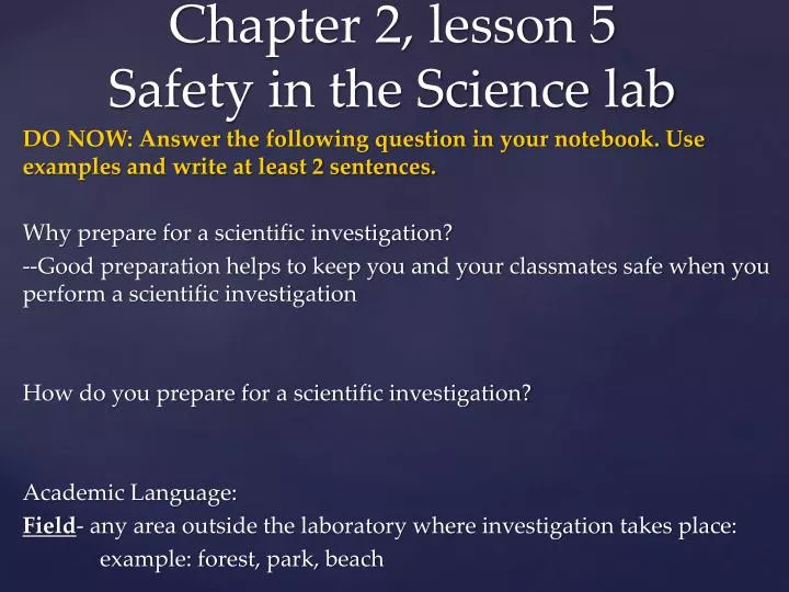 chapter 2 lesson 5 safety in the science lab