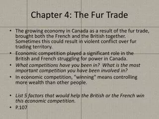 Chapter 4: The Fur Trade