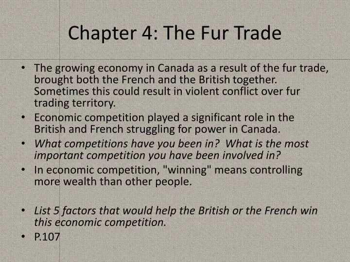 chapter 4 the fur trade