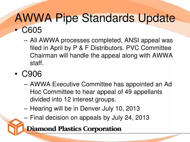 awwa pipe standards update