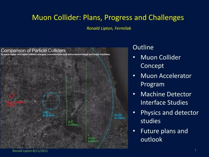 muon collider plans progress and challenges ronald lipton fermilab