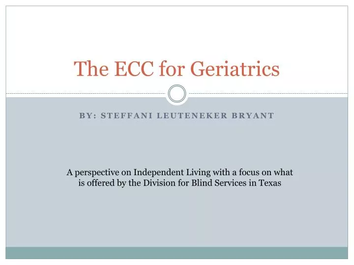 the ecc for geriatrics