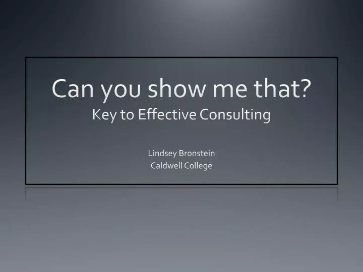 can you show me that key to effective consulting