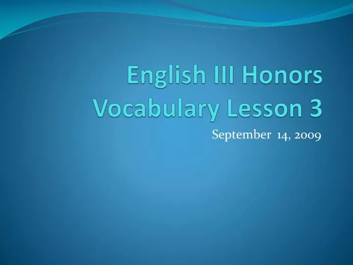 english iii honors vocabulary lesson 3