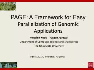 PAGE: A Framework for Easy Parallelization of Genomic Applications