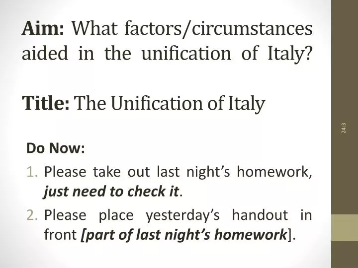 aim what factors circumstances aided in the unification of italy title the unification of italy
