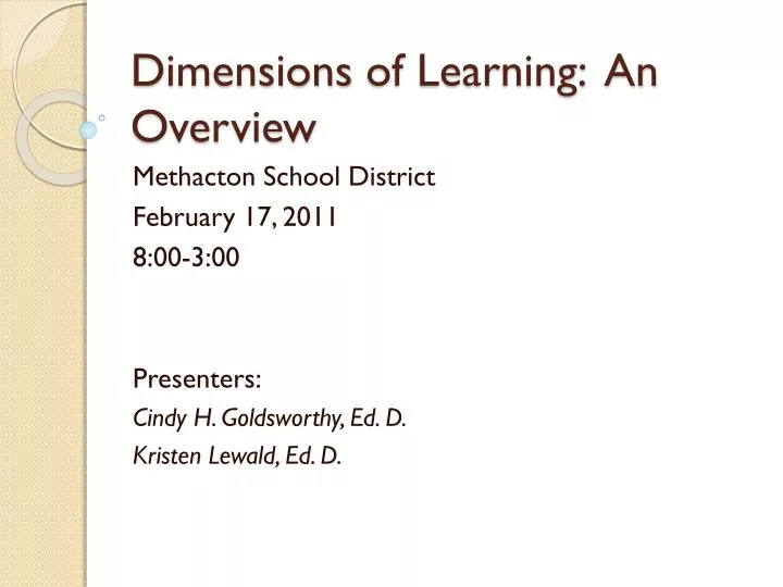 dimensions of learning an overview