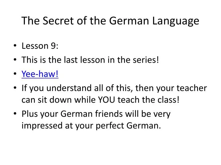 the secret of the german language
