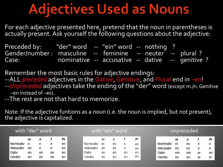 adjectives used as nouns