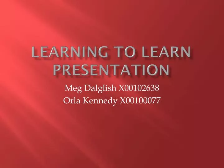 learning to learn presentation
