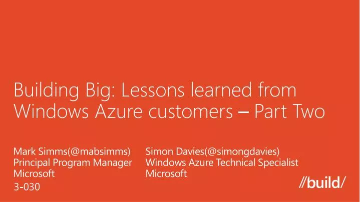 building big lessons learned from windows azure customers part two