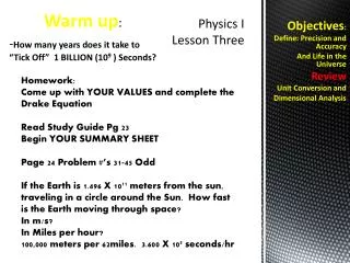 Physics I Lesson Three