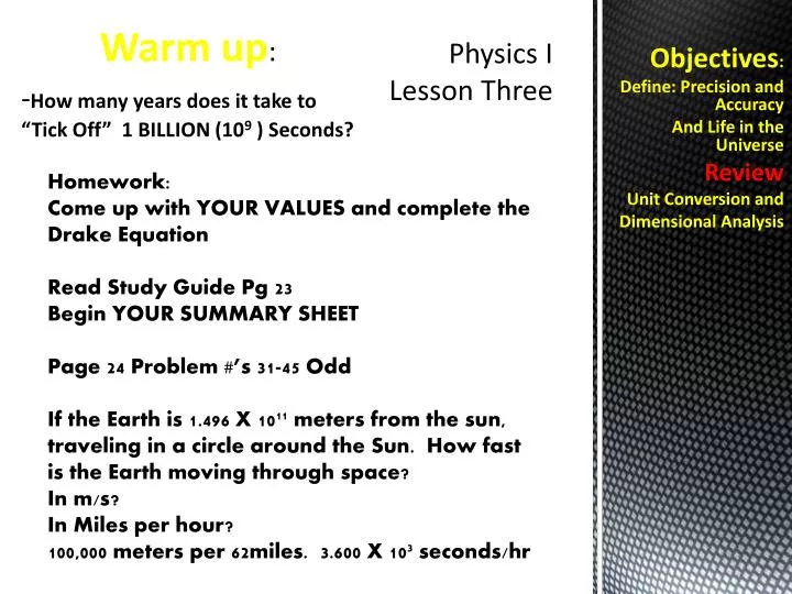 physics i lesson three