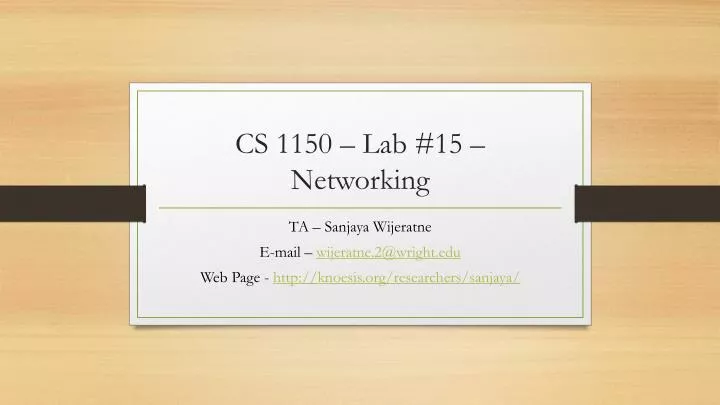 cs 1150 lab 15 networking