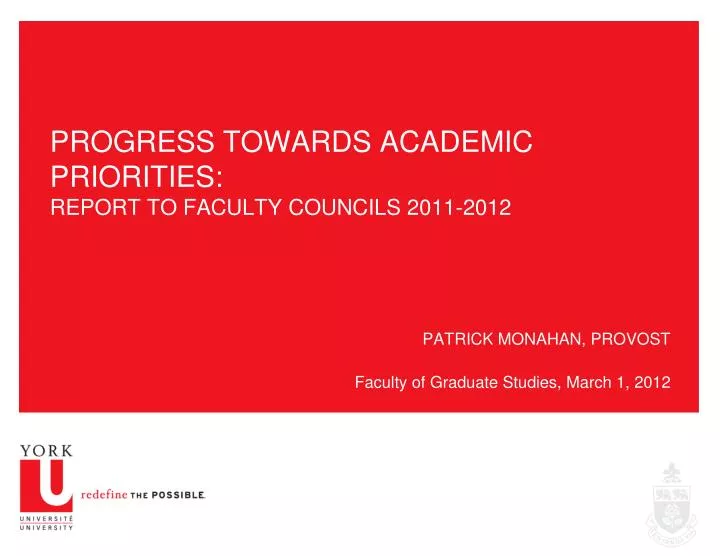 progress towards academic priorities report to faculty councils 2011 2012