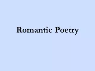 romantic poetry